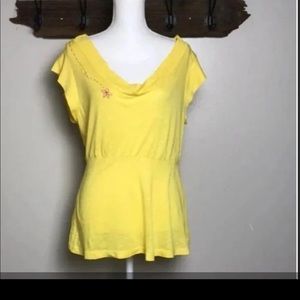 Anthropologie Nick&Mo Peplum Yellow Top L